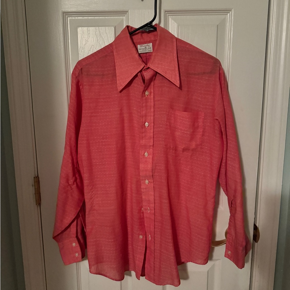 Vintage/Retro/70s Men's Coral Button Down Shirt
